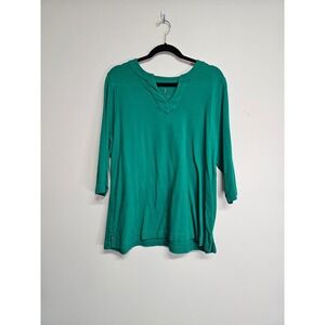 Isaac‎ Mizrahi Green V Neck Tunic Women's Size XL